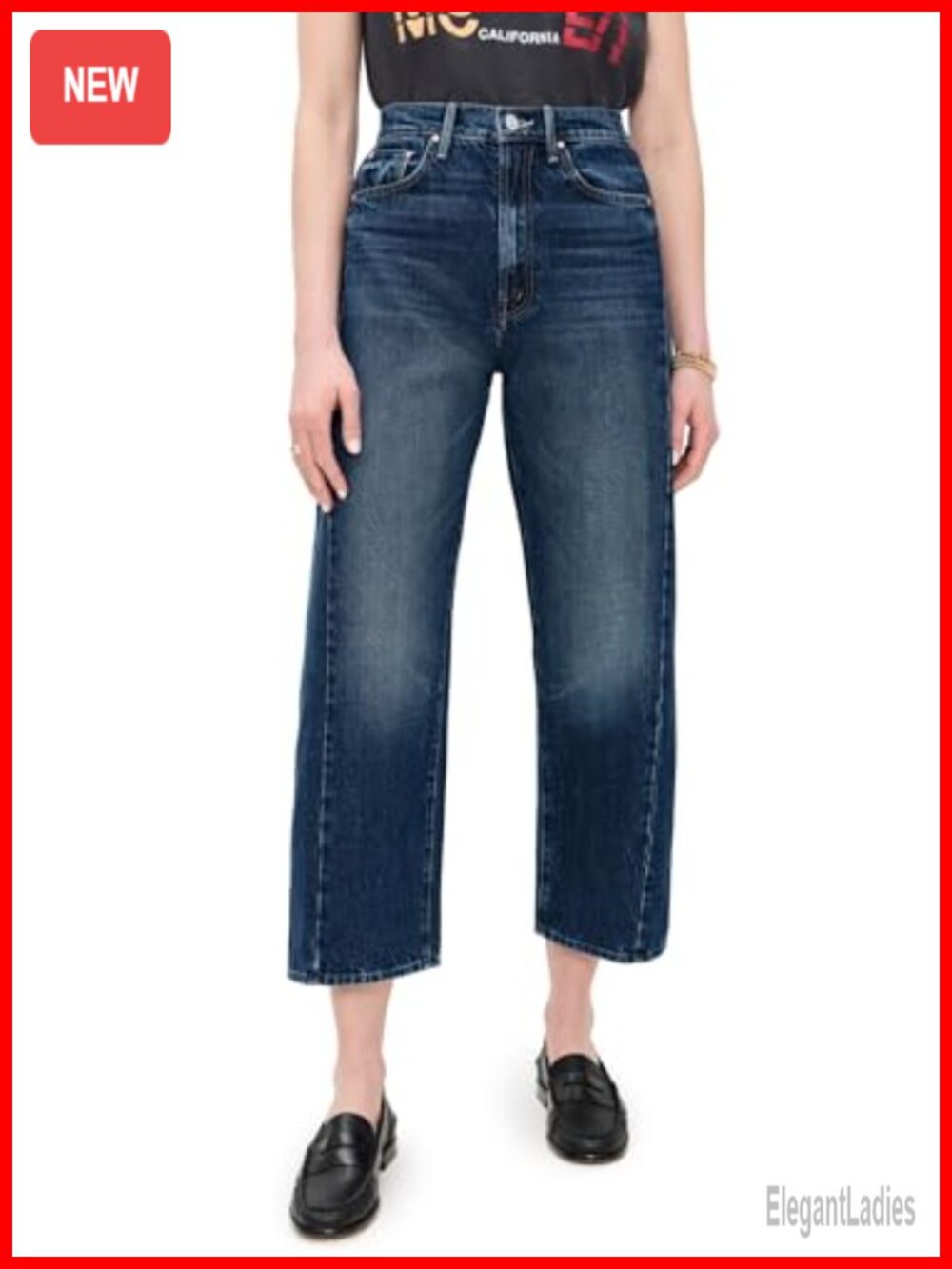 High Rise Ankle Jeans Mid-Weight Non-Stretch Denim 5-Pocket